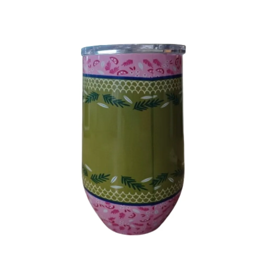 3/$15 MUGS SALE! Beach Vibes Pink Green 16 oz Stainless Steel Wine Tumbler